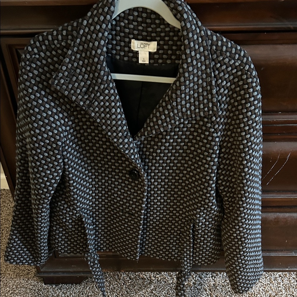 LOFT Women's Black and Gray Textured Blazer